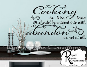 Cooking is Like Love Kitchen Quote Decal Kitchen Quote Wall Decals ...