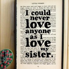 Little Women gift for sisters quote on Vintage Book by BookishlyUK ...