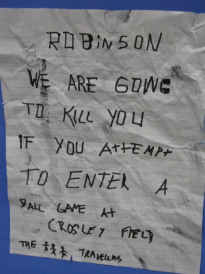 Jackie Robinson Death Threat Letters So this death threat