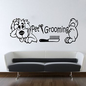 Wall Decals Quote Pet Grooming Decal Dog Comb Scissors Vinyl Sticker ...