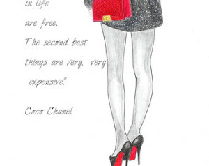 Christian Loboutin Shoes and Chanel Bag Art Print- Chanel Quote- Red ...