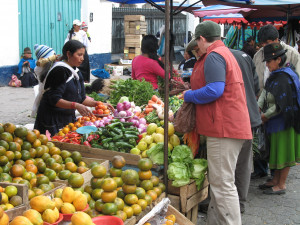 Shopping for vegetables in Otavalo Market in Ecuador