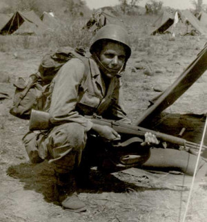 US soldier with M1 Garand .30 caliber semi-automatic rifle