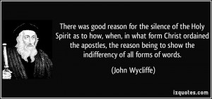 There was good reason for the silence of the Holy Spirit as to how ...