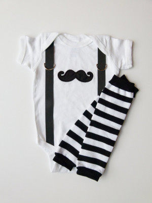Mustache Baby Boy Onesie and Suspenders Leg Warmer Gift Set For The ...