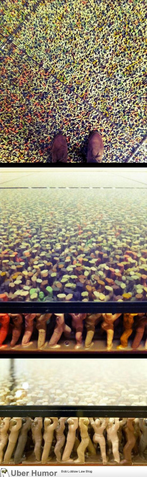 This glass floor is being held up by thousands of plastic toy figures