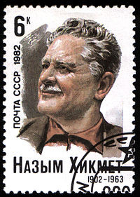 Nazim Hikmet su un francobollo sovietico del 1982
