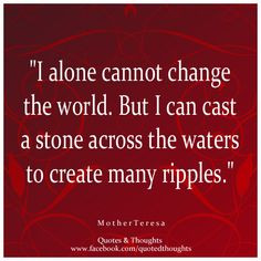 alone cannot change the world. But I can cast a stone across the ...