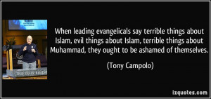 evangelicals say terrible things about Islam, evil things about Islam ...
