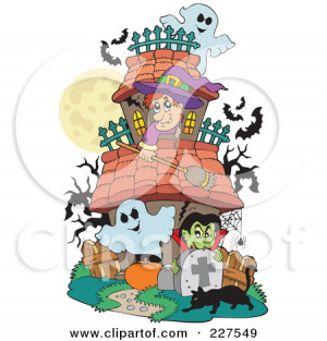 227549-Royalty-Free-RF-Clipart-Illustration-Of-A-Haunted-House-With ...