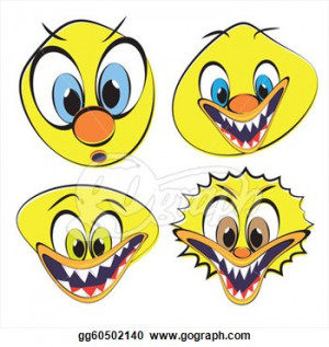 Clip Art - Set of funny and ugly smileys, vector illustration.. Stock ...