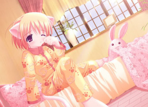 little anime girl waking up Image