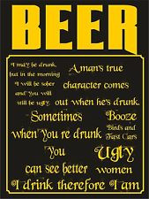4247 BEER QUOTES FUNNY BIRDS AND FAST CARS BOOZE METAL WALL SIGN ...
