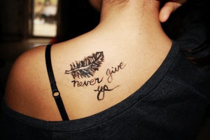 Cute Feather Small Quote Tattoos for Summer