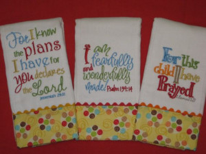 SUPER 3 NEUTRAL Baby Girl Burp Cloths with Precious Bible Verses