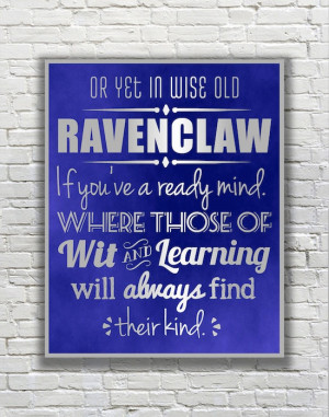 Harry Potter Typography Quote - Ravenclaw According to the Sorting Hat