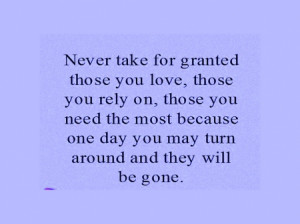 Never take for granted