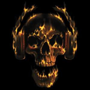 Flaming Skull With Headphones