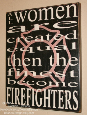 Female Firefighter Wall Art w/ Maltese Silhouette, Firefighter Decor ...