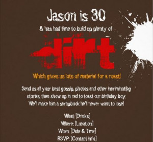 Isn’t this Dirty 30 Birthday Party invitation PERFECT for Men. We ...