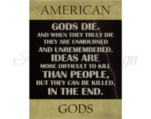 American Gods Neil Gaiman Book Quote Vintage Poster - Instant Download ...