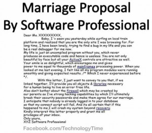 Funny! Marriage Proposal by Software Professional