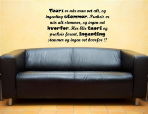 Vinyl Wall words quotes and sayings Norwegian Decal.. Teori er når -