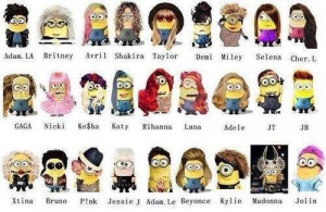 imagen chistosa minions artistas como laddy gaga, beyonce, madonna ...