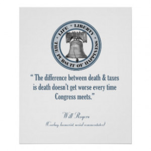 Will Rogers Quote (Death & Taxes) Print