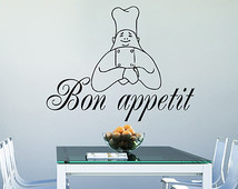 ... Cafe Kitchen Restaurant Bedroom Quotes Bon Appetit Chef Decal MS107