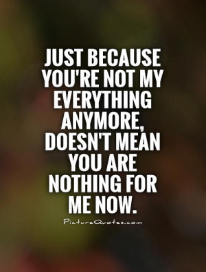 Just because you're not my everything anymore, doesn't mean you are ...