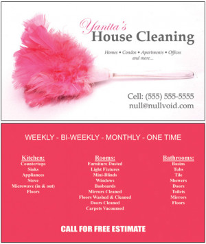 Housekeeping Business Cards, Custom Office Cleaning Cards, Maid ...