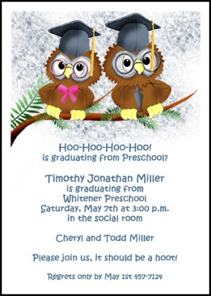 Kindergarten Preschool Wise Owls Graduate Cards