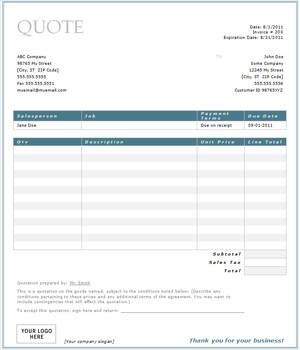 ... quote template Free Contractor Estimate Form | Blank Contractor