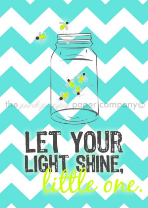 Let Your Light Shine firefly mason jar 5x7 by pinkpuppypaperco