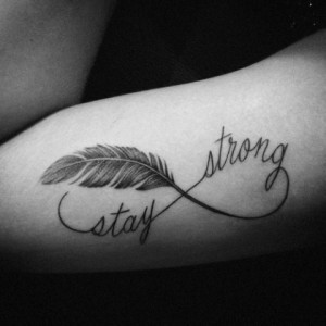 Feather Quote Tattoos for Bicep