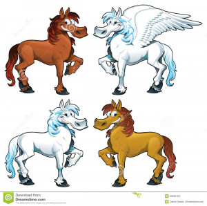 Família dos cavalos + 1 Pegasus. Desenhos animados engraçados e ...