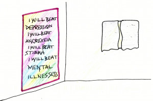anti-stigma postcard depicting I will beat mental illness