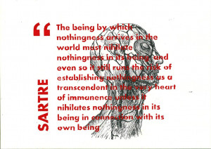 SARTRE QUOTE SCREEN-PRINT WITH ANATOMY DRAWINGS
