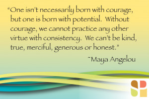 Quote - One isn't' necessarily born with courage, but one is born ...