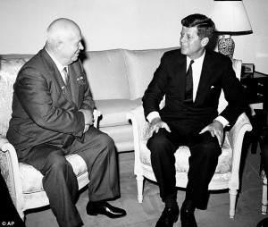 cold war soviet premier nikita khrushchev and president john f kennedy ...