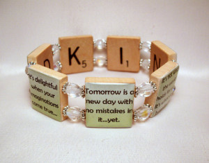 ANNE of GREEN GABLES Quote Bracelet / Upcycled Jewelry / Scrabble Art ...