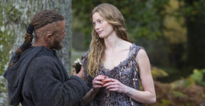 Ragnar (Travis Fimmel) woos Princess Aslaug in VIKINGS “All Change ...