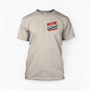 Hello I'm Awesome blue and red typography with tilted name-tag ...