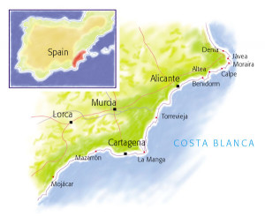 Map for villas on the Costa Blanca
