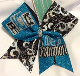 ... and Black and Silver Glitter Swirls prACTice LIKE A CHAMPION Cheer Bow