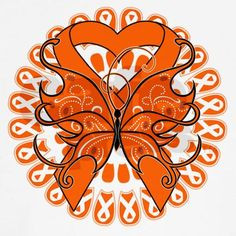 Kidney Cancer Ribbon Color | Kidney Cancer Butterfly Long Sleeve T ...
