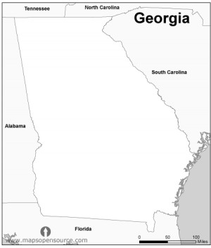 Georgia State Outline Map Black and White