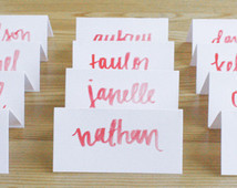 custom first name watercolor calligraphy place cards - wedding / event ...