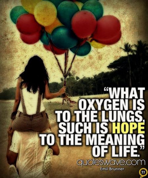 What oxygen is to the lungs, such is hope to the meaning of life.
